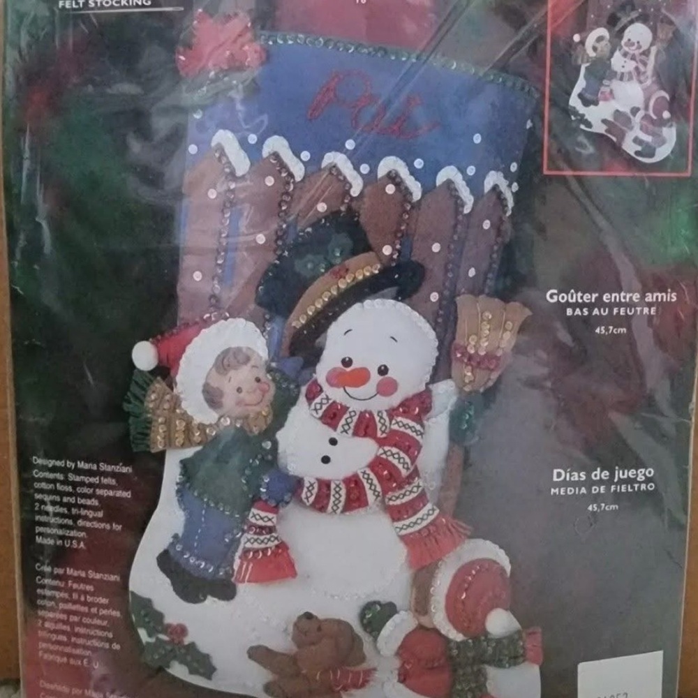 Bucilla Holiday Decor Felt Stocking Kit - Snowman and Child
